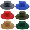 شعرت Berets Hats Fashion Coll Color Big Wide Brim Fedora Britera Style Dress Jazz Cap Autumn Winter