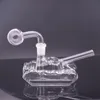 Design artístico exclusivo Bongs de água de vidro Hookahs Downstem Perc Hand Smoking Water Pipe Heady Dab Rigs Beaker Bong Shisha com pote de óleo de vidro de 14 mm Dhl grátis