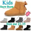 Mini Bow Australische kinderlaarzen Klassieke meisjesschoenen Peuter Kinderen Winter Sneeuwlaars Wggs II Baby Kid Jeugd lelijk Chestnut Black Furry Bailey Warm Gre E7B2#