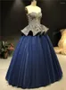 Party Dresses Real Pictures Navy Blue Luxurious Beads Sweatheart Ball Gown Mermaid Floor Lenght Formal Prom Celebrity Evening