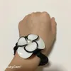 Party gifts fashion black and white acrylic C hair ring flower-shaped rubber band ice velvet head rope detachable for ladies favor264B