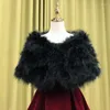 Scarves White Real Ostrich Feathers Fur Cape Women Wedding Boleros Dress Shawl Stole Bridal Wraps