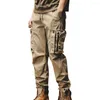 Men's Pants Straight Fit Cargo Versatile Elastic Waistband Multi Pockets Hip Hop Style Slacks With For Everyday