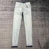 Jeans de diseñador para hombres Pantalones morados Pantalones rasgados rectos lágrimas regulares de mezclilla lavadas longbg7q