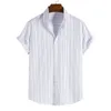 Designer BLOUSES Herrskjorta Toppar Mens Summer Men's Rands Short-Sleeved Shirt Trend Casual Loose Simple Everything Fresh Shirt For Green Cotton Stripe Pattern