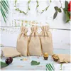 Storage Bags Dstring Bag Natural Burlap Reusable Packaging Pocket Baby Showers Birthday Festival Gift Jewerly Pouch Drop Delivery Home Otwqx