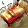 Nappe de table 3D feuille d'érable paysage coucher de soleil forêt nappe anti-poussière nappe rectangulaire pour la décoration de mariage R230727