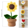 Fleurs décoratives 6 Pcs Crochet Plantes En Pot Faux Fleur Tissé À La Main Ornements Cadeau Pour Chambre Maison Table Bureau Décorations Artificielle