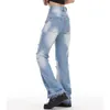 Jeans pour hommes Streetwear trou en détresse délavé bleu Baggy Y2K hommes et femmes droite surdimensionné déchiré Denim pantalon Harajuku Cargos