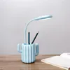 Bordslampor kaktus penna hållare lampa ögonskydd laddningsbar vikningsförvaring nattljus läsning säng ljus blå