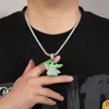 Iced Out Cartoon Pendant Necklace Gold Silver Plated Glow in the Dark Hip Hop Necklace