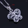 Necklace Earrings Set Gleaming Butterfly Blue Cubic Zirconia White CZ Silver Plated Pendant Chain Ring V0997