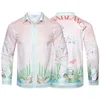 Mens Casual Shirts Multi Versions Mönster Thin Silk Casablanca Långärmad skjorta Män kvinnor Overzie Hawaii Beach Colorful Print 230726
