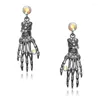 Collier boucles d'oreilles ensemble Punk gothique Vintage fantôme griffe squelette crâne en forme de goutte femmes bijoux Halloween fête accessoires