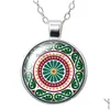 Pendentif Colliers Tourné Colorf Motifs De Fleurs Points Collier Rond 25Mm Verre Cabochon Sier Couleur Bijoux Femmes Cadeau D'anniversaire 50Cm D Dh8Xq