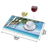 Caminho de mesa 4/6 pçs conjunto de tapetes tropical coqueiro havaí praia guardanapo acessórios de cozinha festa em casa jogos americanos decorativos