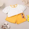 Clothing Sets Toddler Summer Girl Floral Short Sleeved Cotton Blend Top And Solid Color Shorts Set Girl's Easter Outfit Soft Blankets