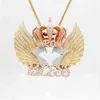 Designer Jewelry Ro Bless Fully Iced Pendant Men's Customized Name Number Charm Flying Pendant Angle Wings King Crown Pendant