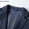 Mens Suits Blazers varumärke Ljus lyxföretag Casual For Men Spring Autumn Young Denim Color Open Line Sacka Jacketkläder 230726