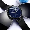 Crnaira Black Steel Mesh Band Quartz Mens Watches luminous Calendal Watch Big 3 Hands Lay Out Design Casual Business StylishM256y