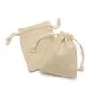 Petit sac pochette en lin naturel cordon toile de jute sac de jute avec cordon12754