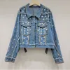 Womens Jackets Europe Station Autumn Heavy Industry Design Sense Rivet Nail Beads Slim Versatile Short Jean Jacket 230726