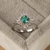 2023 Fashion New S925 Silver Women's Ring Green Hollow Out European and American Design Ring Fresh Fresh