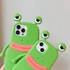 Lustige weiche Silikon 3D Frosch Handyhülle für iPhone 14 13 11 12 Pro Max XS XR X 7 8 Plus SE Cartoon Niedliche stoßfeste Stoßstangenabdeckung 1 Stk