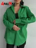 Kvinnors blusar Skjortor Spring Women's Cotton Shirt 100% Overize Long Sleeve Top Basic Elegant Women Bluses Vintage Green Shirt for Women Button 230727