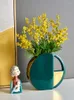 Vases Modern Luxury Ceramic Flower With Handle Creative Artwork Small Ornaments Living Room Arrangement Simulation Pot