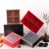 Emballage cadeau 100pcs / lot Transparent Noir Rouge Marron Gâteau Boîte Dessert Macarons Mooncake Boîtes Pâtisserie Emballage2897