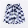 Women's Sleepwear Cotton Plaid Pajama Pants For Women Men Loose Beach Shorts Plus Size Japan Style Home Summer Casual Comfort Sleep Bottoms