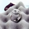 Bröllopsringar 925 Sterling Silver Crystal Leopard Head for Women Casual Fashion Party Wedding Engagement Jewel Christmas Gifts 230726