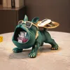 Decorative Objects Figurines Dog Ornament Big Mouth French Bulldog Butler Storage box with Tray Nordic Table Decoration Resin Animal Sculpture Statue 230727