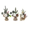 Decoraciones navideñas Mini Tree Table 8 Pequeños árboles artificiales con bayas rojas Pine Cone Greenery Centro de mesa para el hogar Offic Dho7X