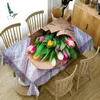 Tkanina stołowa konfigurowalna 3D Piękna obrus kwiatowy Odporny na pranie tkaniny prostokątny i okrągłe okładka do wystroju ślubnego Tapete R230727
