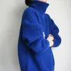 Women's Sweaters Blue Oversize Turtleneck Sweater Red Pullovers Knitted Top For Women Winter Autumn 2023 Thick Soft Girl Baggy