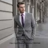 Mens Suits Blazers Grey för formell Business Blazer Banquet Tuxedo Party Prom Slim Fit 2 Piece Set Terno Masculino Jacket Pants 230726