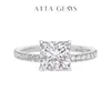 Wedding Rings ATTAGEMS 18K Real Princess Cut D Color VVS1 8.0mm Au750 Etenity Diamond Engagement For Women Gift 230726