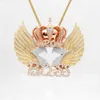 Designer Jewelry Ro Bless Fully Iced Pendant Men's Customized Name Number Charm Flying Pendant Angle Wings King Crown Pendant