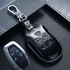 Leather Car key Fob cover for Jaguar XJ 2009 2010 2011 2012 XJL Key Case Holder Keyless Entry Accessoriess327H