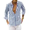 Mens Casual Shirts Fashion Striped Men Simple Daily Long Sleeve Blouse Top Plus Size Breathable Comfort Loose Camisa Masculina 230726