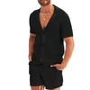 Męskie dresy męskie letnia koszulka męska Karit Sondy oddychający solidny kolor koszulki z krótkim rękawem Shorts Fashion Hollow Men Mesh Set 230726