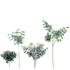 Flores decorativas 1 unidade de caules de eucalipto decoração folhas artificiais florais verdes falsos ramos falsos planta de verdura