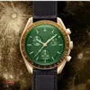 Moonswatch Biocéramique Planet Moon Montre Pleine Fonction Quarz Chronographe Mouvement Montres Étanche Lumineux Bracelet En Cuir Montres Avec Boîte Top montres