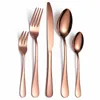 Dinnerware Sets Kitchen Tableware Stainless Steel Cutlery Forks Rose Gold Set Fork Spoons Knives Eco Friendly 5pcs