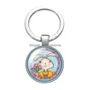 Porte-clés Longes Joyeuses Pâques Jour Belle Oeufs De Lapin Verre Cabochon Porte-clés Sac De Voiture Porte-clés Titulaire Sier Plaqué Chaînes Hommes Femmes Dhywo