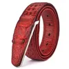 Bälten Luxury Leather Designer Men's Belt Crocodile Skin äkta alligator remhuvudet Real Cowhide