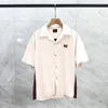 Mens Casual Shirts Men Women 1 Embroidery Butterfly Shirt AWGE Short Sleeve Seam Cut Blouse Summer Apricot Mixed Red Needles Work Lapel Collar 230726