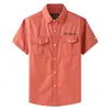 Męskie koszule na letnie topy mody Bluzki krótkie rękawy ponadzakręganie 5xl 100% bawełniane zielone ubrania 230726